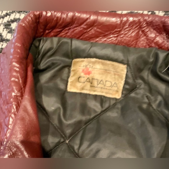 Vintage Varsity leather jacket Canada Sportswear EMT patch Red - Picture 9 of 16